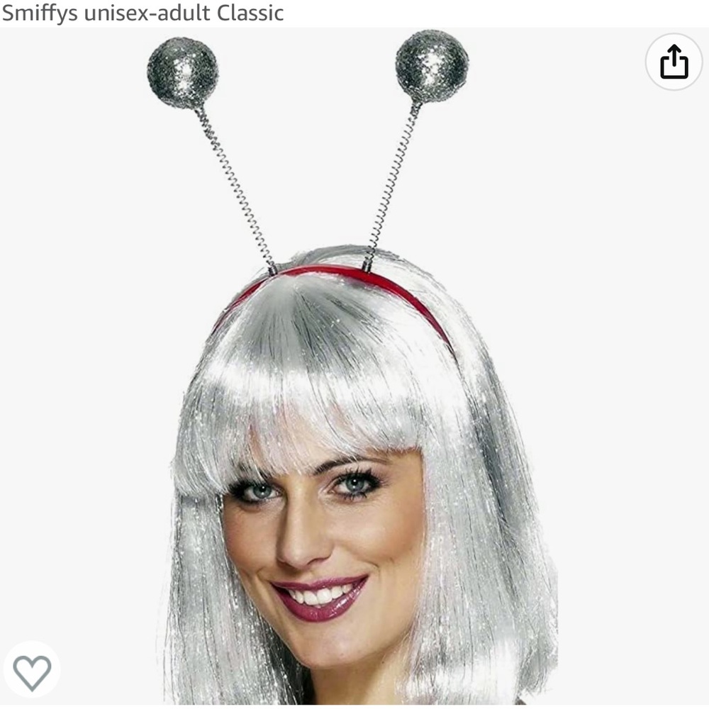 Smiffys Adult Silver Glitter Ball Bopper Headband